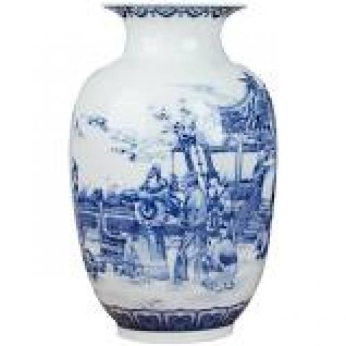 Classic Chinese Blue and White Ceramic Vase Antique Tabletop Porcelain Flower Vase